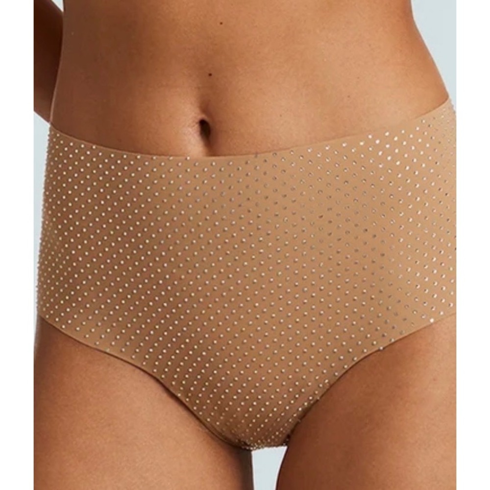 Commando Party Starter High Rise Bikini Crystal Buff Rhinestone M/L NEW lingerie